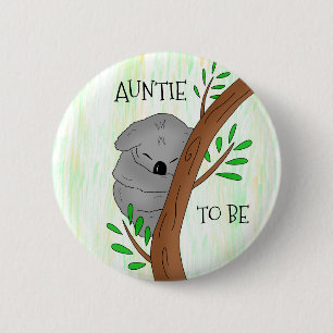 Auntie Koala-Baby shower Ronde Button 5,7 Cm
