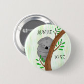 Auntie | Koala-Baby shower Ronde Button 5,7 Cm (Voorkant /achterkant)