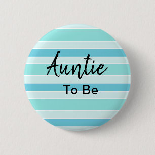 Auntie om blauw en Blauwgroen Baby shower te zijn Ronde Button 5,7 Cm
