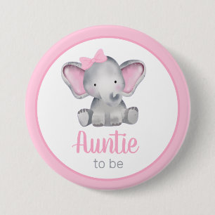 Auntie om een roze olifant Baby shower te worden Ronde Button 7,6 Cm
