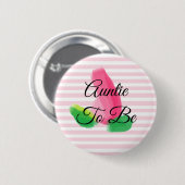 Auntie om Rosebud Roze Baby shower Button te zijn (Voorkant /achterkant)