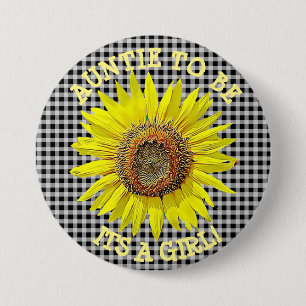 Auntie om te worden, ITS A GIRL Sunflower Baby sho Ronde Button 7,6 Cm