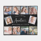 Auntie Photo Collage Script Cute Heart Modern Fleece Deken (Voorkant (Horizontaal))