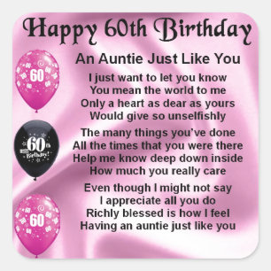 Auntie Poem - 60e verjaardag Vierkante Sticker