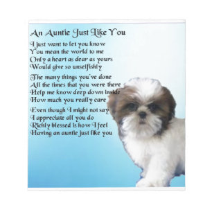 Auntie Poem - Shih Tzu Dog-ontwerp Notitieblok