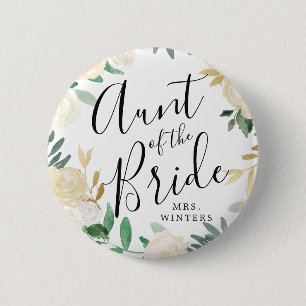 Auntie van de Bride  Bruine bruidsroze bruiloft Ronde Button 5,7 Cm