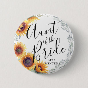Auntie van de Bride  Zonnebloemenhuwelijk Ronde Button 5,7 Cm