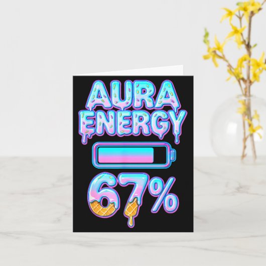 Aura Energie 67 Meme Ijs Drip 6 7 Grappige Zes S Kaart (Gele Bloem)