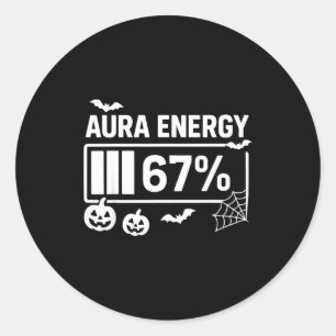 Aura energie 67 procent 6 7 meme halloween ronde sticker