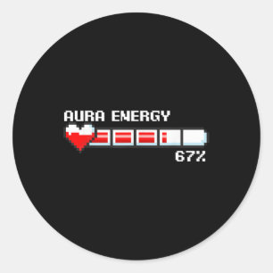 Aura Energie 67 Procent Meme Gamer Retro Videospel Ronde Sticker