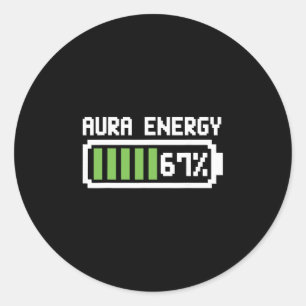 Aura Energie 67 Shirt Grappige Meme Zes Zeven 6 7 Ronde Sticker