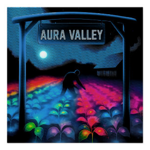 Aura Farming kleurrijke vallei Perfect Poster