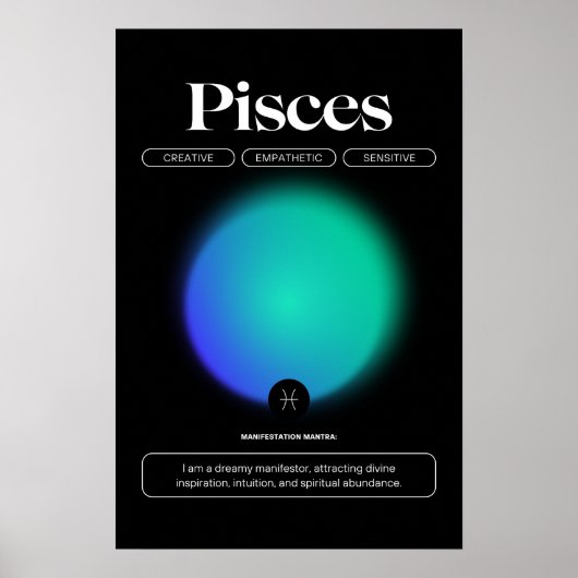 Aura Gradient Vissen Dierenriem Teken Manifestatie Poster (Voorkant)