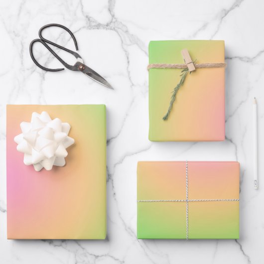  Aura Green Yellow Pink gradient Ombre Gift Inpakpapier Vel (Voorkant)