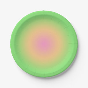 Aura Green Yellow Pink gradiënt Ombre Papieren Bordje