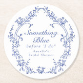AURELIA Chinoiserie Something Blue Bruiloftsborrel Ronde Kartonnen Onderzetter (Voorkant)