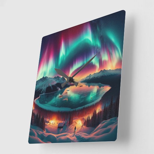 Aureola Borealis in Alaska Vierkante Klok (Hoek)