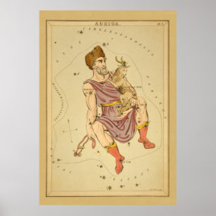 Auriga Charioter  Astronomische Star Chart Poster