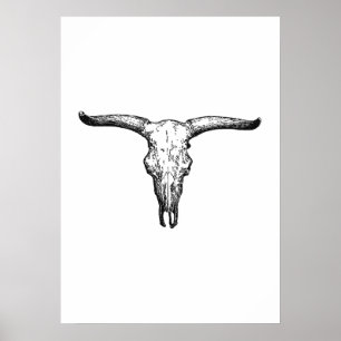  Aurochs Skull Illustratie Poster