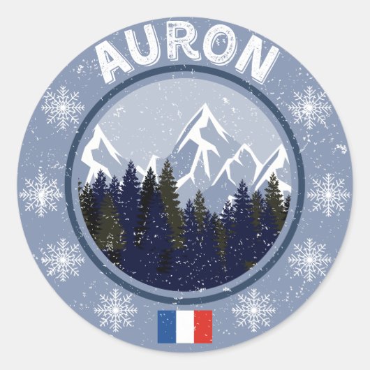 Auron Ski Station Ronde Sticker (Voorkant)