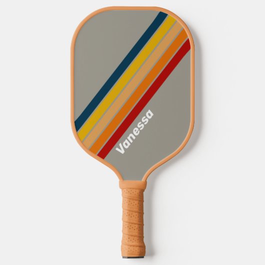 Aurora Arcade Striped with Name Pickleball Paddle (Voorkant)