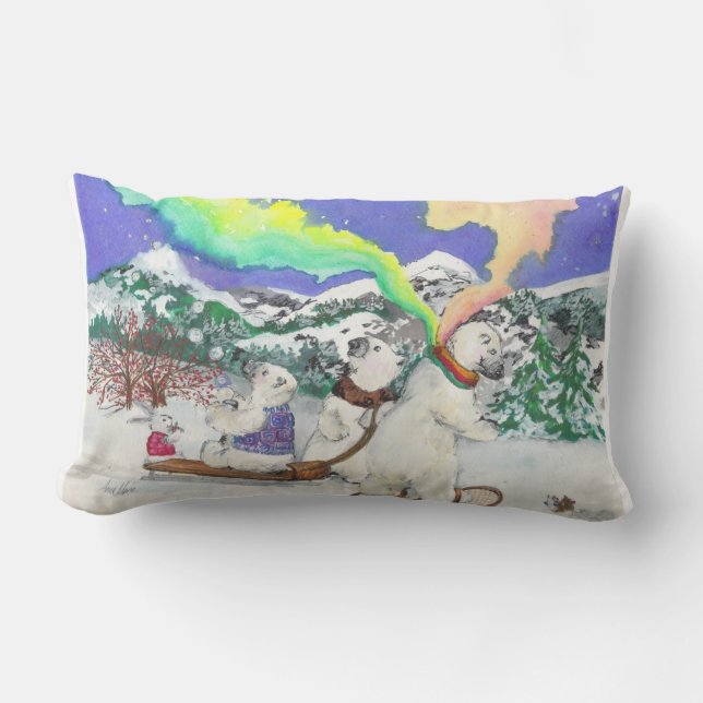 Aurora Bearialis Lumbar Pillow Kussen (Voorkant)