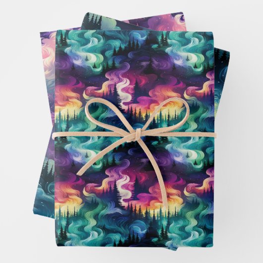 Aurora Borealis 3D Dreamscape: Etherisch ontwerp Inpakpapier Vel (In situ)