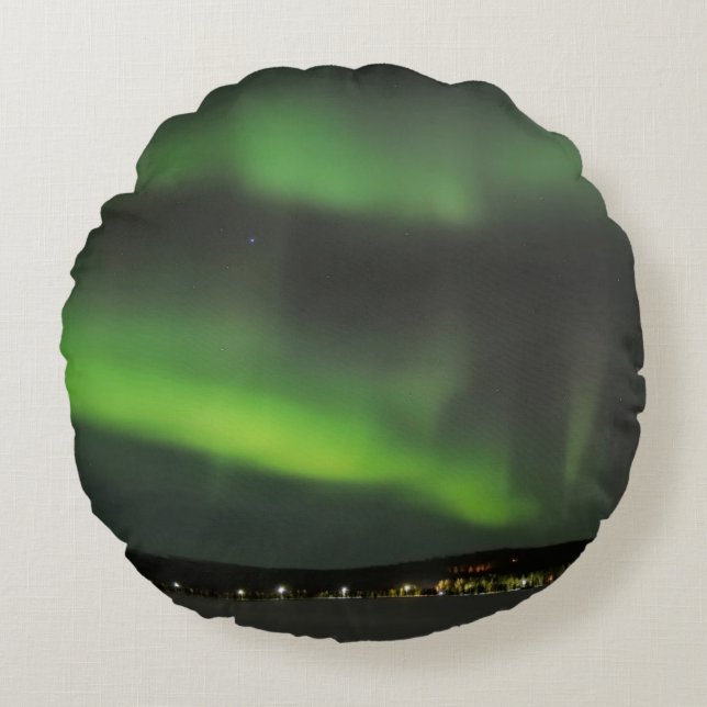 Aurora borealis aan de hemel rond kussen (Voorkant)