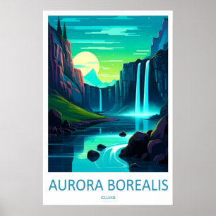 Aurora Borealis Affiche de voyage vintage Ski Nati