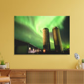 Aurora Borealis boven Alberta Boerderij Silos Canvas Afdruk (Insitu (Woonkamer))