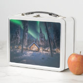 Aurora borealis boven winterhut (In situ)