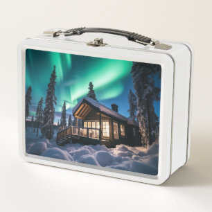 Aurora borealis boven winterhut