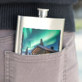 Aurora borealis boven winterhut flacon (Voorbeeld)