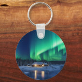 Aurora borealis boven winterhut sleutelhanger (Voorkant)