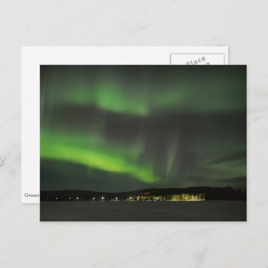Aurora borealis dans le ciel carte postale (Devant / Derrière)