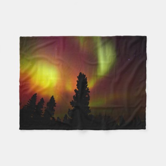 Aurora Borealis en Bomen Fleece Deken (Voorkant (Horizontaal))