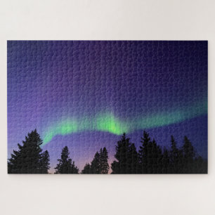 Aurora Borealis en bomen   Manitoba, Canada Legpuzzel