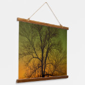 Aurora Borealis en Cottonwood Tree Hangend Wandkleed (Gebogen)