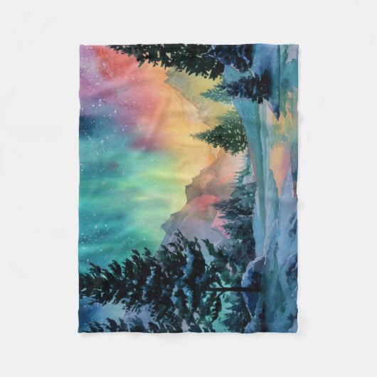 Aurora Borealis Fleece Deken (Voorkant)