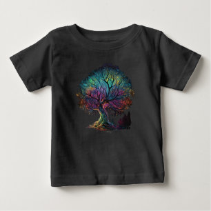 Aurora Borealis Illuminated Tree Illustration T-Sh