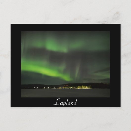 Aurora borealis in de hemel briefkaart zwarte teks (Voorkant)