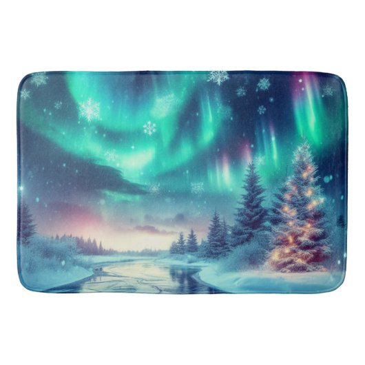 Aurora borealis/Kerstmis/Winter Badmat (Voorkant)