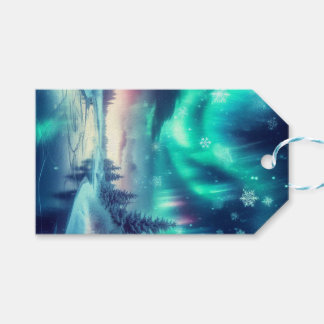 Aurora borealis/Kerstmis/Winter Cadeaulabel