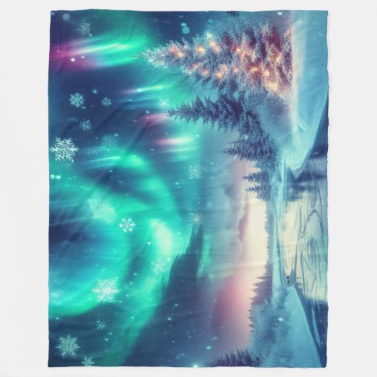 Aurora borealis/Kerstmis/Winter Fleece Deken (Voorkant)
