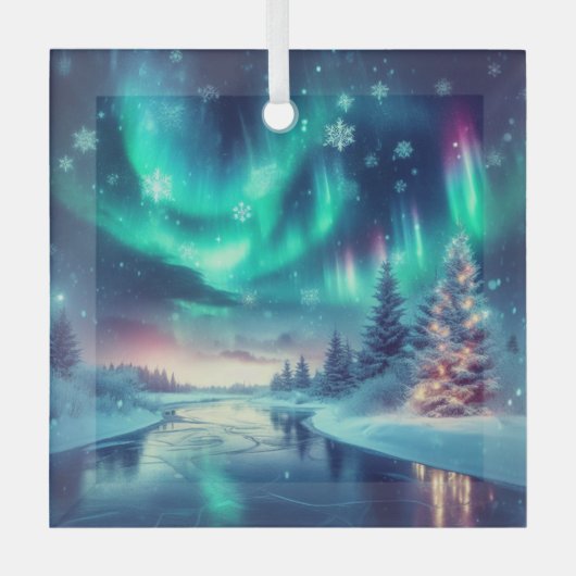 Aurora borealis/Kerstmis/Winter Glas Ornament (Voorkant)