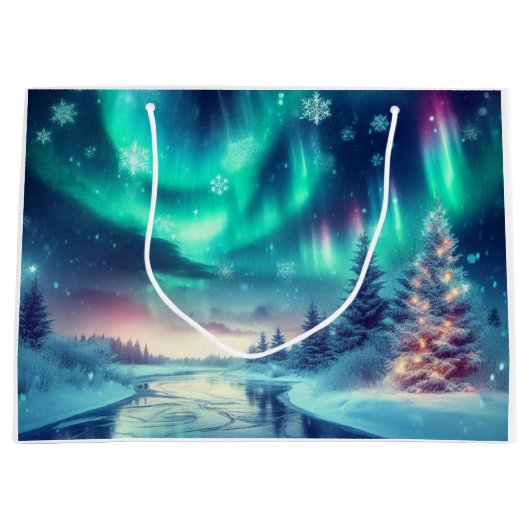 Aurora borealis/Kerstmis/Winter Groot Cadeauzakje (Voorkant)