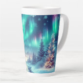 Aurora borealis/Kerstmis/Winter Latte Mok (Rechterhoek)