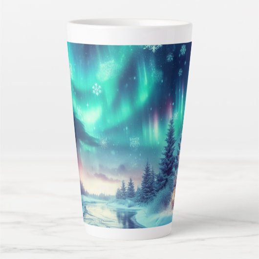Aurora borealis/Kerstmis/Winter Latte Mok (Voorkant)