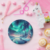 Aurora borealis/Kerstmis/Winter Papieren Bordje (Feest)