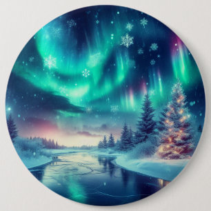 Aurora borealis/Kerstmis/Winter Ronde Button 6,0 Cm